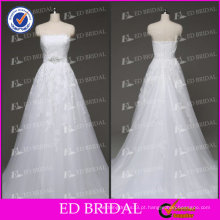 ED Bridal Real Sample A linha Strapless Lace Appliqued Cinderella Bridal Wedding Dress